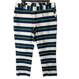 NWT Elizabeth McKay Stripe Crop Pants Size 6 Blue Green White Preppy Classic